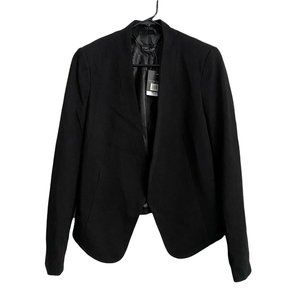Topshop Black Open Front Blazer Jacket Mid Length
